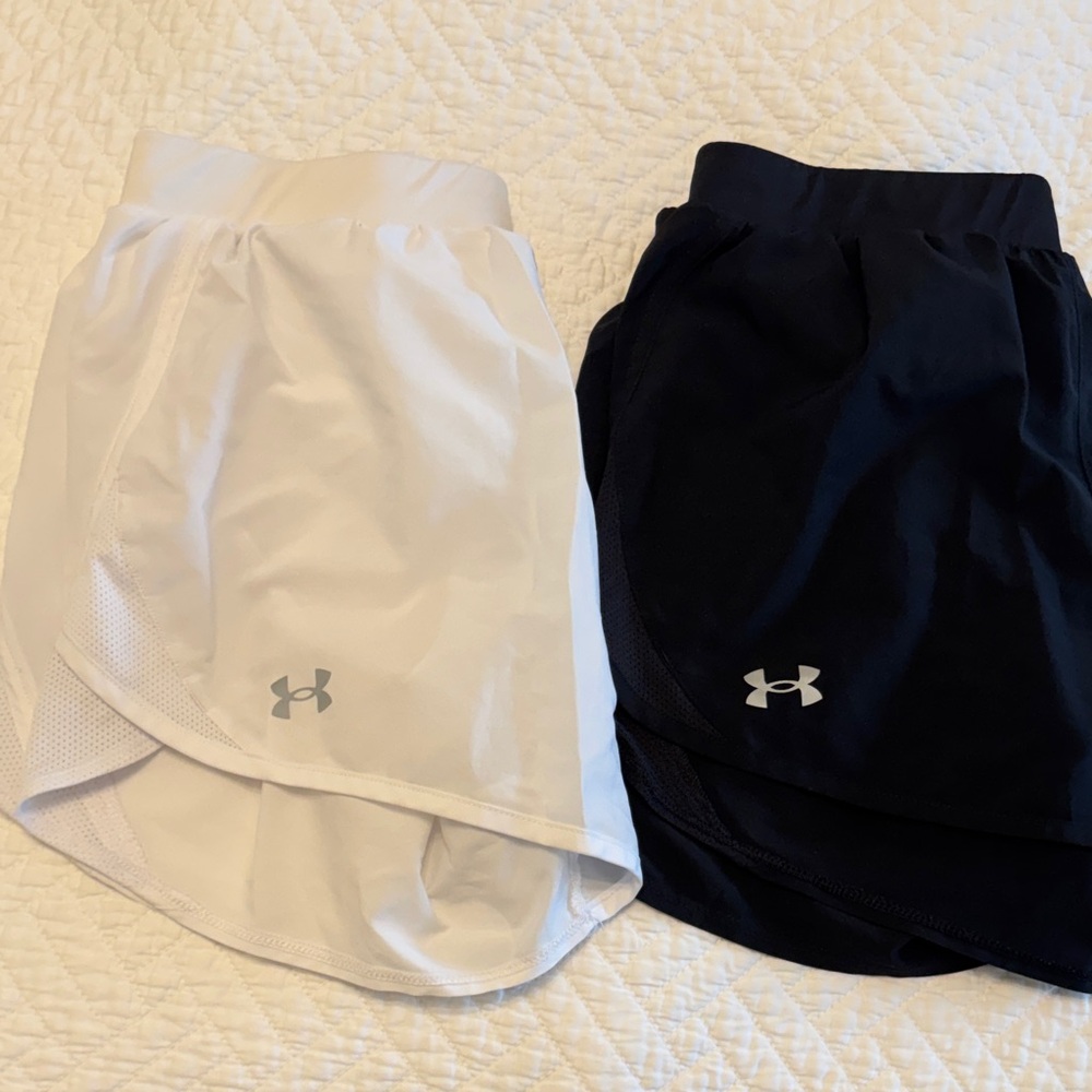 Under Armour White Women's Athletic Shorts with Silver Logo